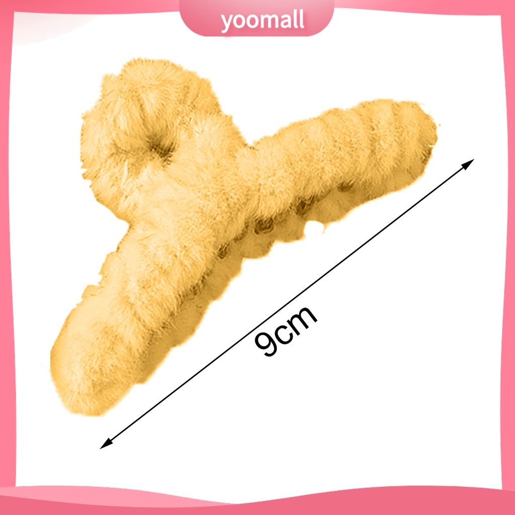 Kẹp Tóc Càng Cua Phủ Lông Màu Trơn Chống Trượt Thời Trang Thu Đông Cho Nữ