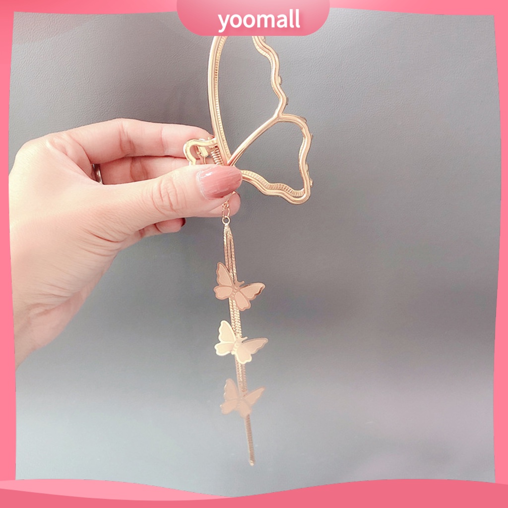 Kẹp Tóc Hình Bướm Rỗng Mạ Vàng Phối Tua Rua Xinh Xắn Cho Nữ