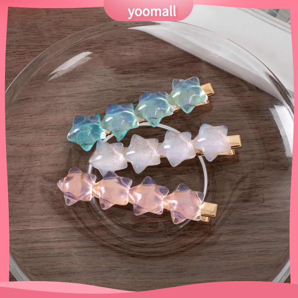 Kẹp Tóc Hình Ngôi Sao Trong Suốt Bằng Nhựa Resin Chống Trượt Phong Cách Hàn Quốc Cho Nữ