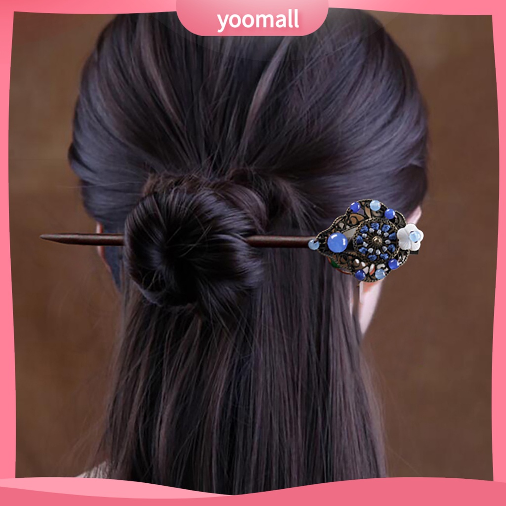 Trâm Cài Tóc Bằng Gỗ Đính Tua Rua Phong Cách Trung Hoa Cổ Điển