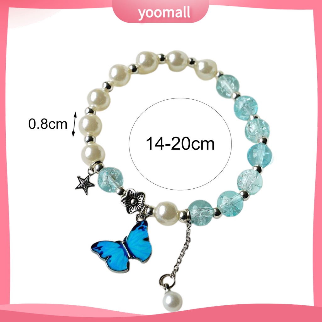 [YM] Vòng Tay Chuỗi Hạt Hình Bướm Màu Sáng Lâu Trôi Làm Quà Tặng Trang Sức Cho Nữ