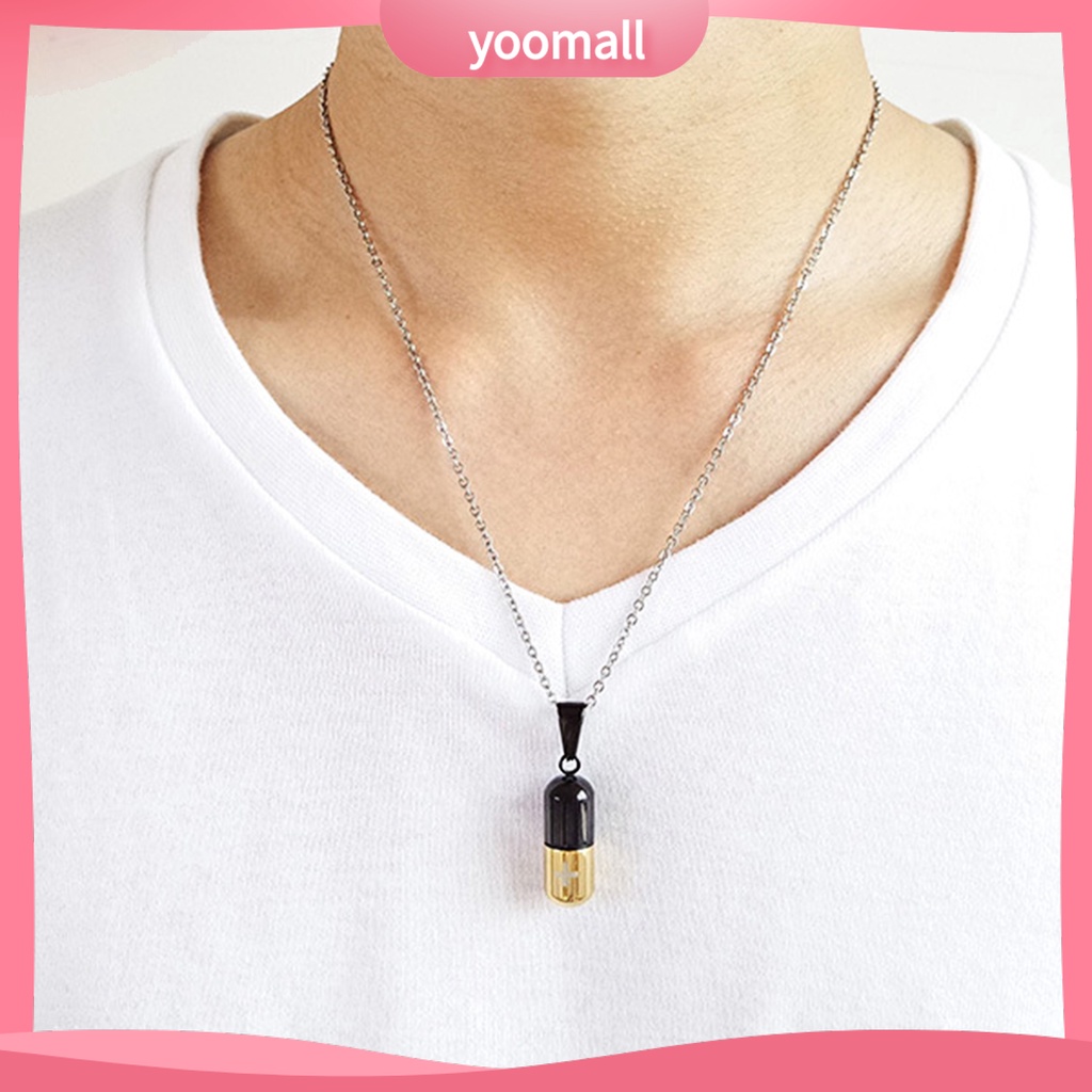 Vòng cổ Thép Titan Mặt Hình Hộp Thuốc / Giá Đỡ Nước Hoa Unisex