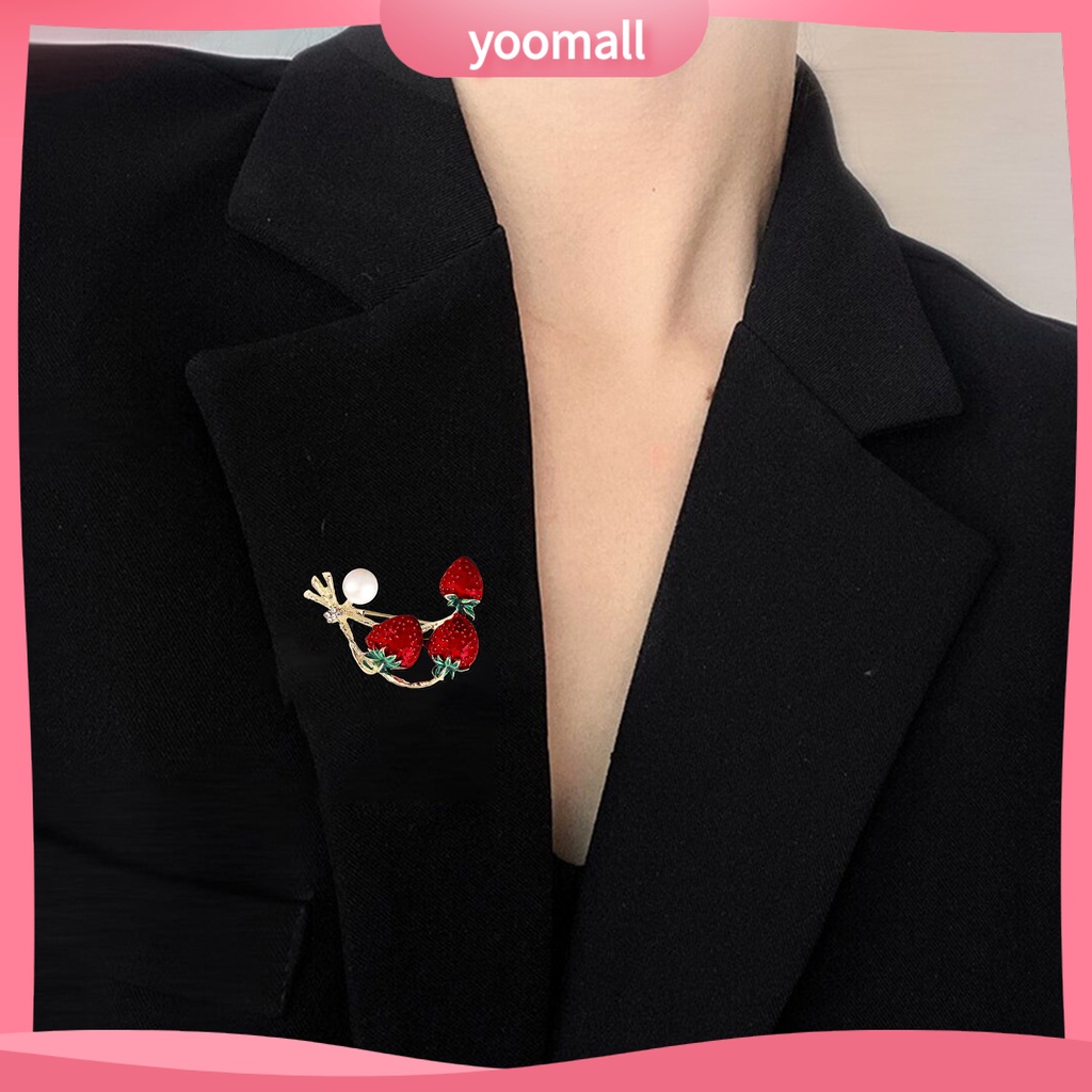 [YM] Ghim Cài Áo Hình Trái Dâu Nhiều Màu Sắc Dễ Lên Màu Trong Suốt Nhỏ Gọn Dành Cho Nữ
