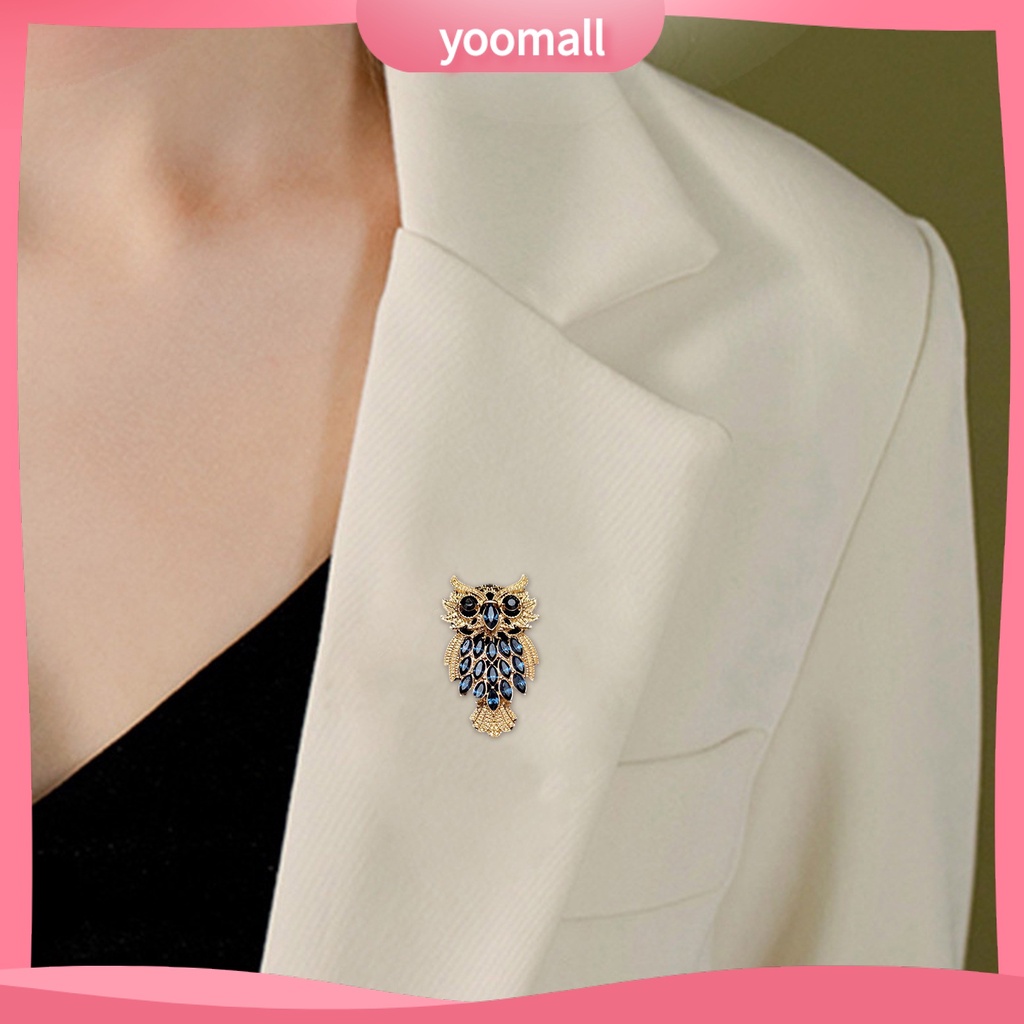 Ghim Cài Áo Hình Chim Cú Đính Đá Phong Cách Vintage Thời Trang