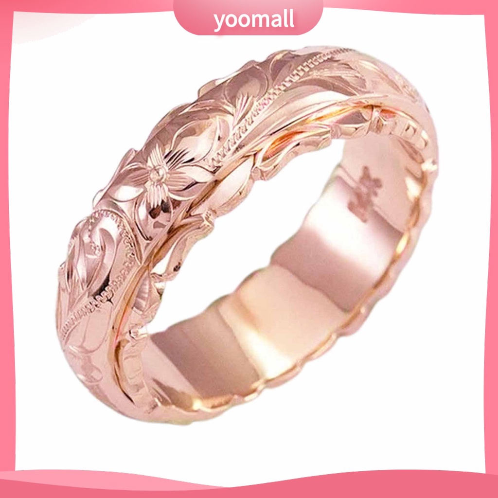 Nhẫn Đính Hôn Bằng Hợp Kim Khắc Hình Hoa Hồng Phong Cách Vintage Dành Cho Nữ