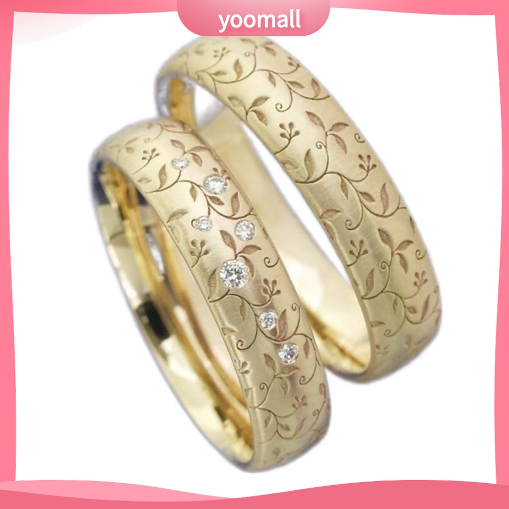 Nhẫn Đeo Tay Khắc Họa Tiết Hoa Tinh Tế Thanh Lịch Cho Cặp Đôi