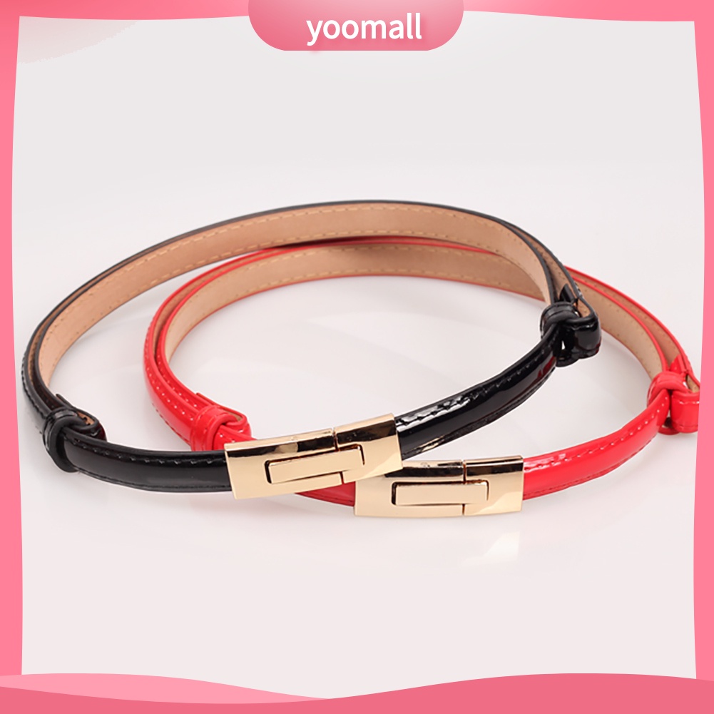 Thắt Lưng Nữ Giả Da Màu Trơn Khóa Kim Loại Thời Trang