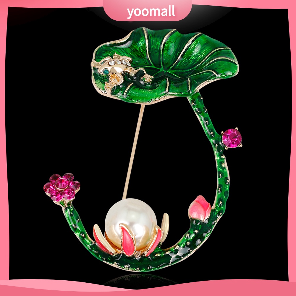 Ghim Cài Áo Hình Lá Sen Đính Ngọc Trai Nhân Tạo Phong Cách Retro