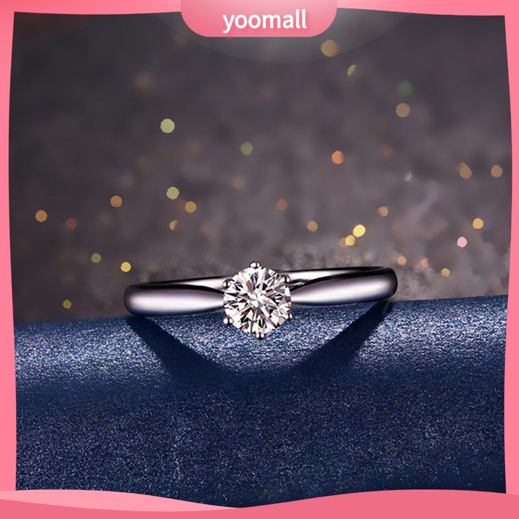 [YM] Nhẫn Sáu Móng Vuốt Đính Đá Zircon Bằng Hợp Kim Thanh Lịch Cho Bữa Tiệc