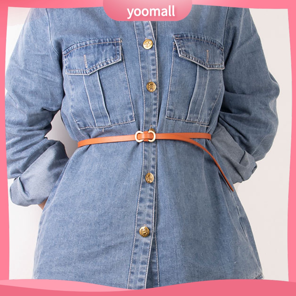 [YM] Thắt Lưng Da Giả Mỏng Nhẹ Màu Trơn Đơn Giản Thanh Lịch Cá Tính Cho Nữ Mặc Hàng Ngày