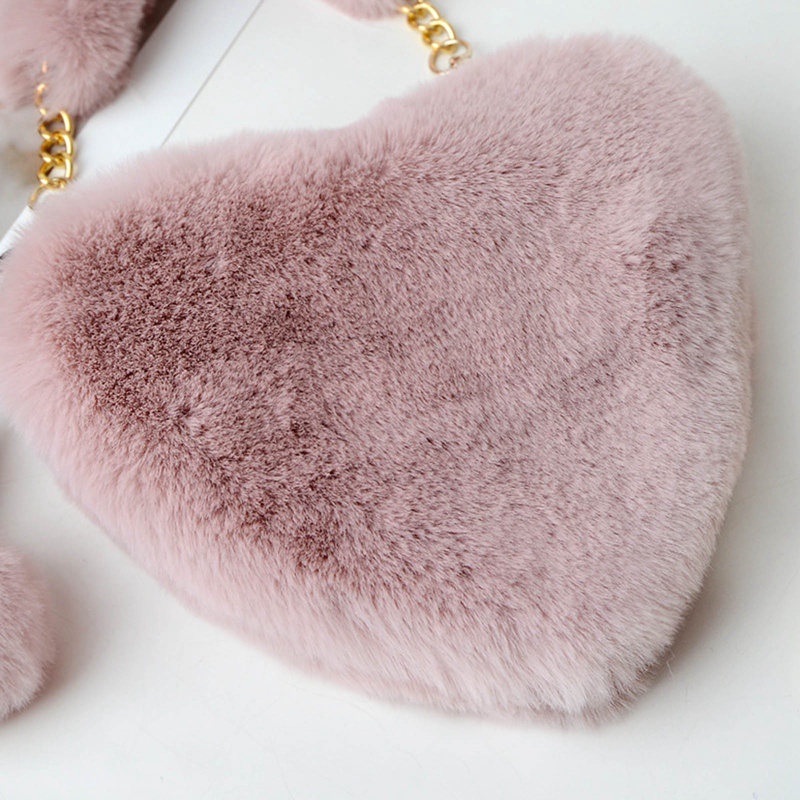 Fancysip Túi Đeo Chéo Vai Bằng Vải Lông Xù Hình Trái Tim Sức Chứa Lớn Thời Trang Thu Đông Dành Cho Nữ