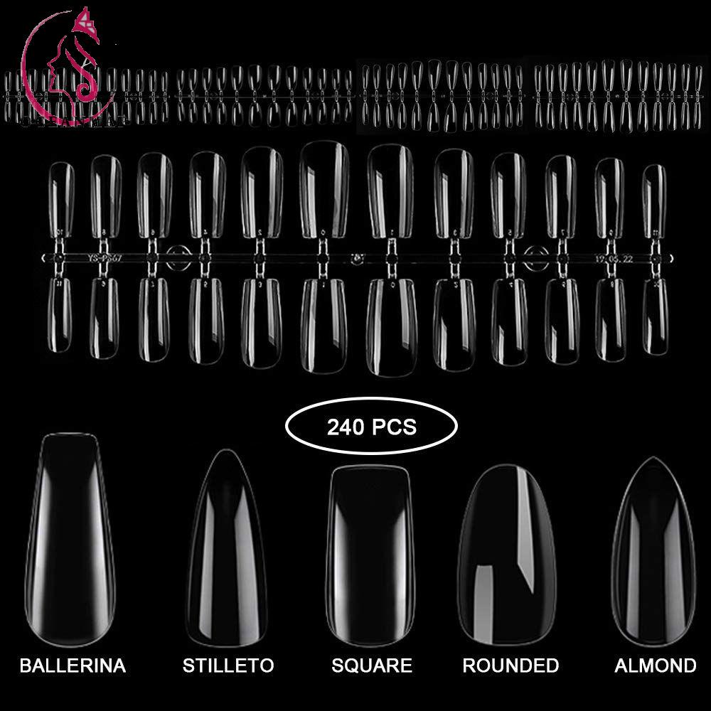 OCEANMAP Hộp 240 Móng Tay Giả Hình Viên Con Nhộng Kèm Hộp Đựng