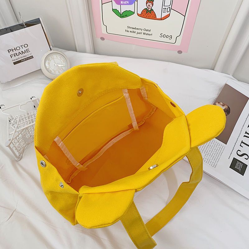 Túi Tote Đeo Vai / Xách Tay Bằng Vải Bạt Kích Thước Lớn In Họa Tiết Gấu Hoạt Hình Nhật Hàn Dễ Thương Cho Nữ