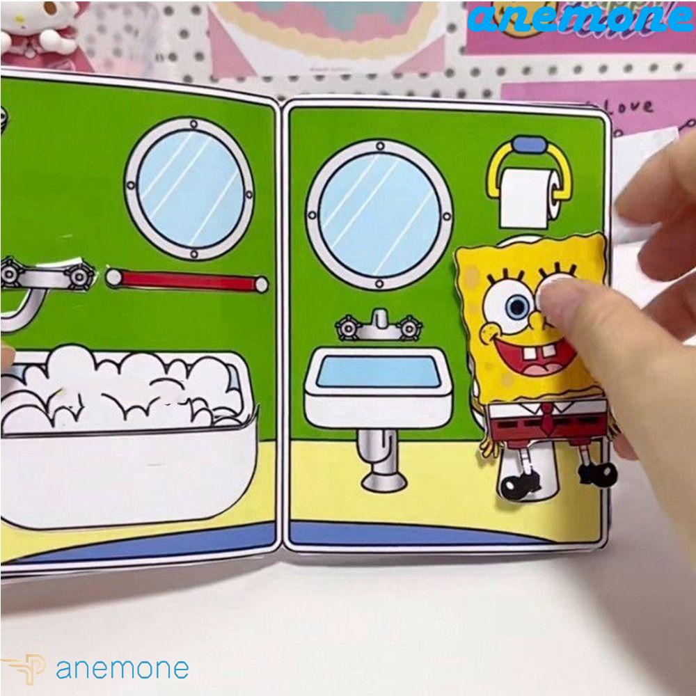 ANEMONE Sách Hoạt Hình SpongeBob Bằng Giấy Cotton Sáng Tạo Cho Bé Gái