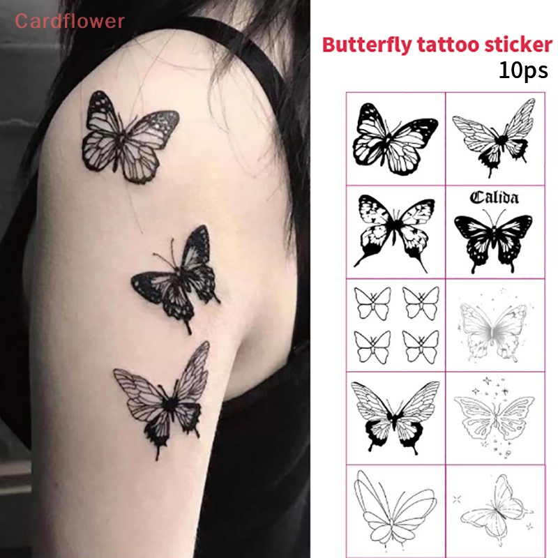 Bộ 10 Hình Xăm Dán Tạm Thời Chống Nước Hình Bướm Nhỏ Cho Nam Nữ