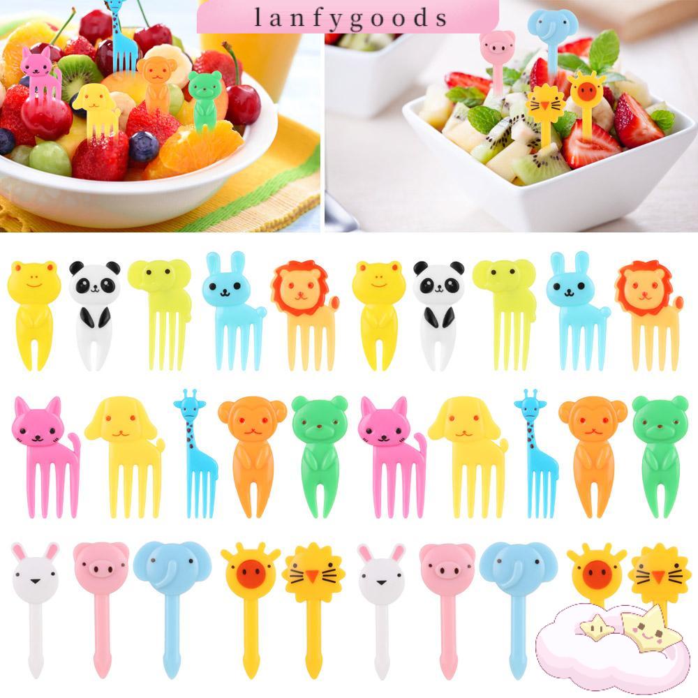 LANFY Set 10 / 30 Nĩa Ăn Trái Cây Hình Động Vật Hoạt Hình Dễ Thương