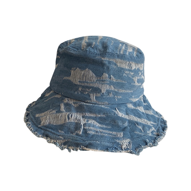 Mũ Bucket Denim Viền Lớn Màu Trơn Phong Cách Nhật Bản Dễ Phối Đồ Cho Nữ