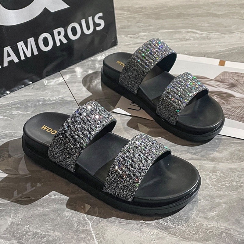 Dép Lê Thời Trang Nữ Dạo Phố Năng Động#039; S Dép đi biển Mùa Hè Hai Quai Đính Kim Cương Thời Trang Giải Trí Thoáng Khí Hợp Thời Trang Cho Nữ