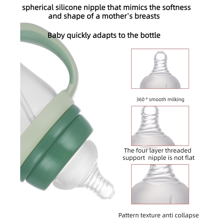 Bình Sữa Có Tay Cầm Chống Đầy Hơi Tiện Dụng Cho Bé Sơ Sinh