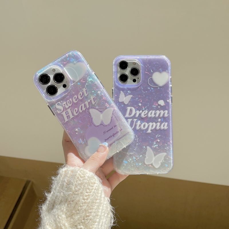 Ốp Điện Thoại Cứng Trong Suốt Chống Sốc Họa Tiết Bướm Màu Gradient Cho iPhone 14 13 12 11 Pro Max 14 Plus