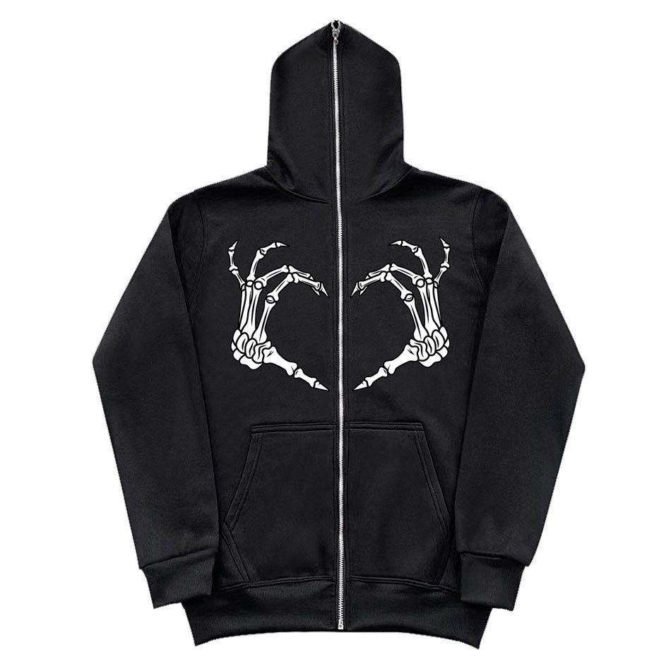 Áo Khoác Hoodie Phối Khóa Kéo Phong Cách Gothic Trẻ Trung Cho Cặp Đôi