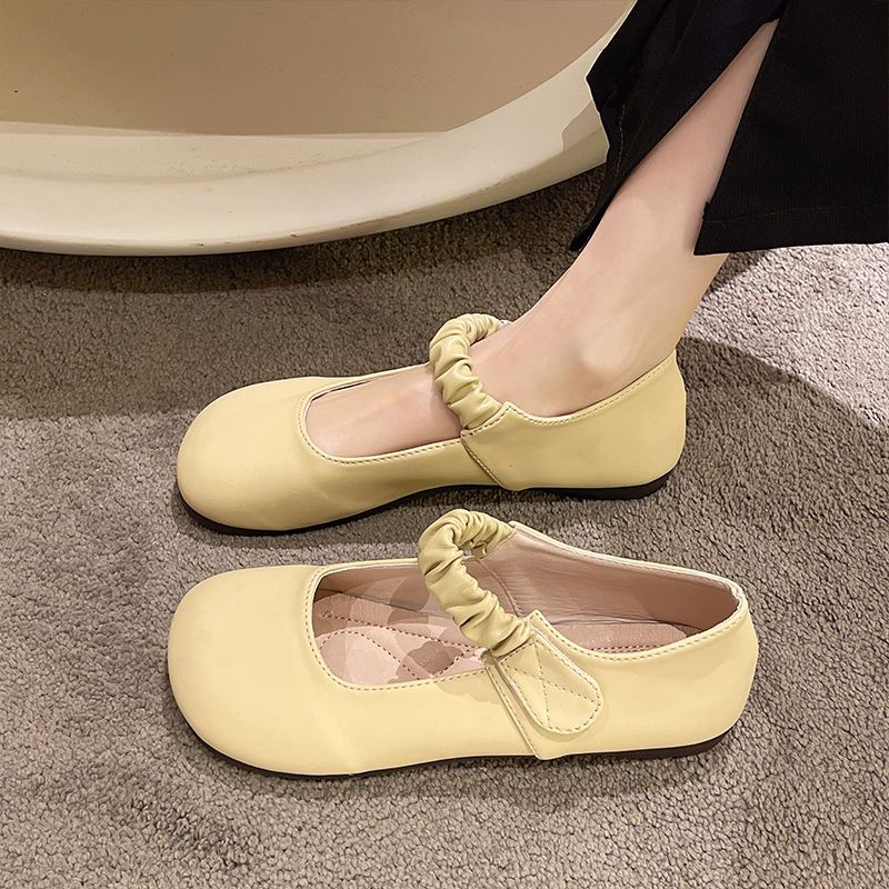 Giày Lười Da Đế Bằng Phong Cách Mary Jane Cho Nữ