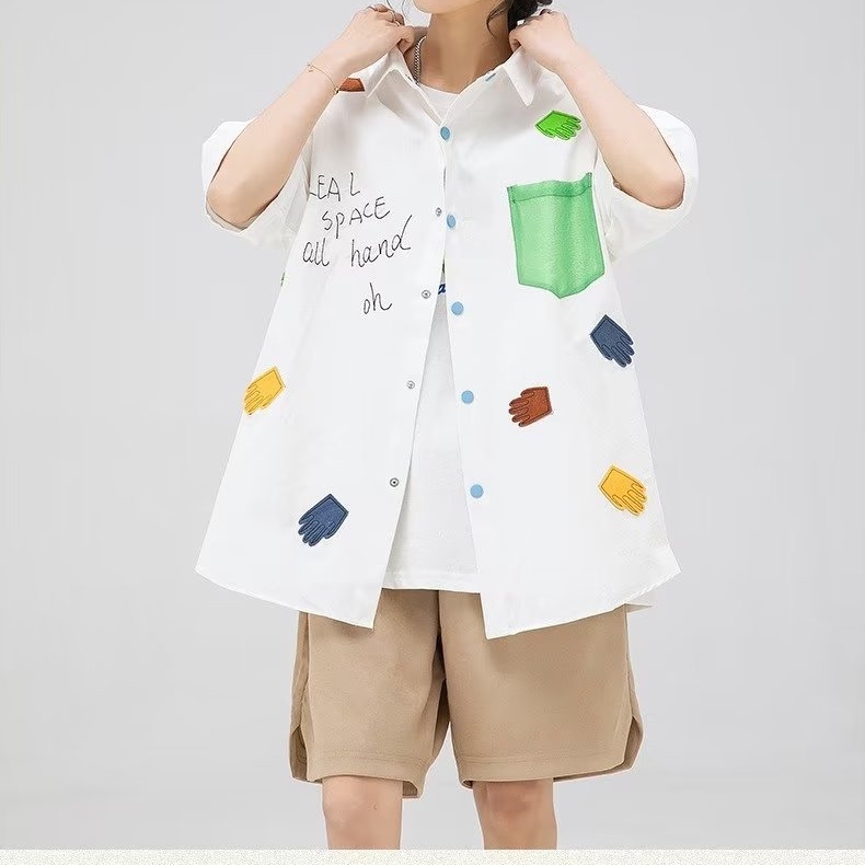 Áo Sơ Mi Ngắn Tay Dáng Rộng Thời Trang Mùa Hè Hàn Quốc Dành Cho Nam