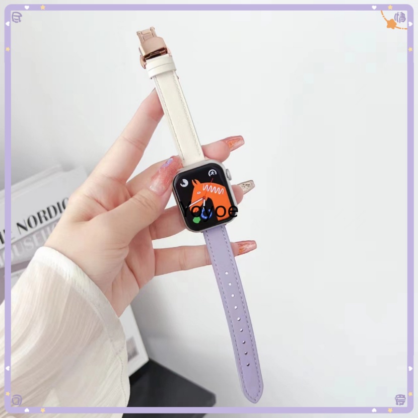 Dây Đeo Bằng Da Hai Tông Màu Cho Apple Watch Ultra Band 8 7 6 5 4 3 SE iWatch 49mm 40mm 42mm 45mm 44mm 41mm 38mm
