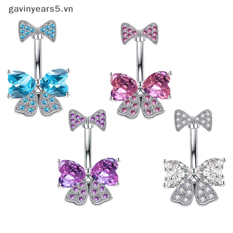 [Gavin] Khuyên Rốn Đính Đá Zircon Hình Nơ Thời Trang Cho Nữ