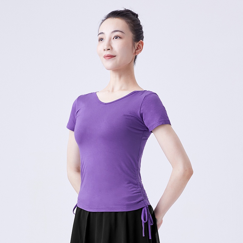 Áo Thun Ngắn Tay Cổ Tròn Thời Trang Tập Múa Ba Lê Cho Nữ