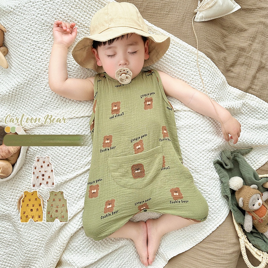 Bộ Áo Liền Quần Sát Nách Chất Liệu Cotton Dễ Thương Thời Trang Mùa Hè Cho Bé Sơ Sinh