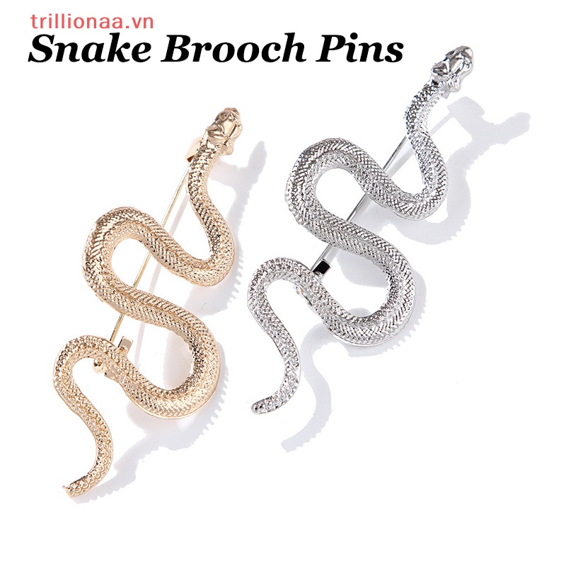 Trillionaa Ghim Cài Áo Kim Loại Hình Rắn Màu Vàng Phong Cách Vintage Độc Đáo Thời Trang