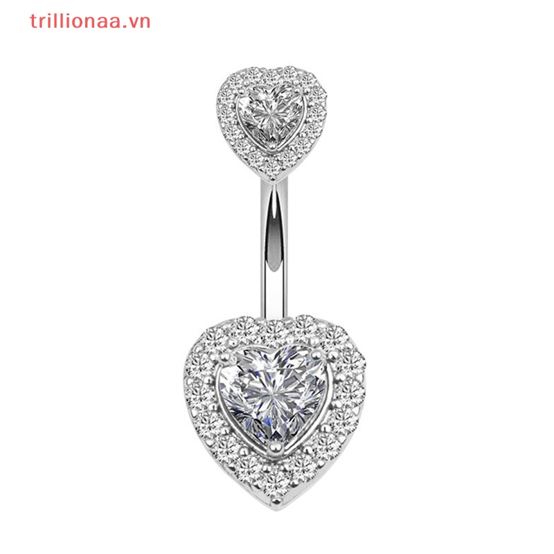 Khuyên RốN HìNh Tim ĐíNh Đá BằNg ThéP Không Gỉ