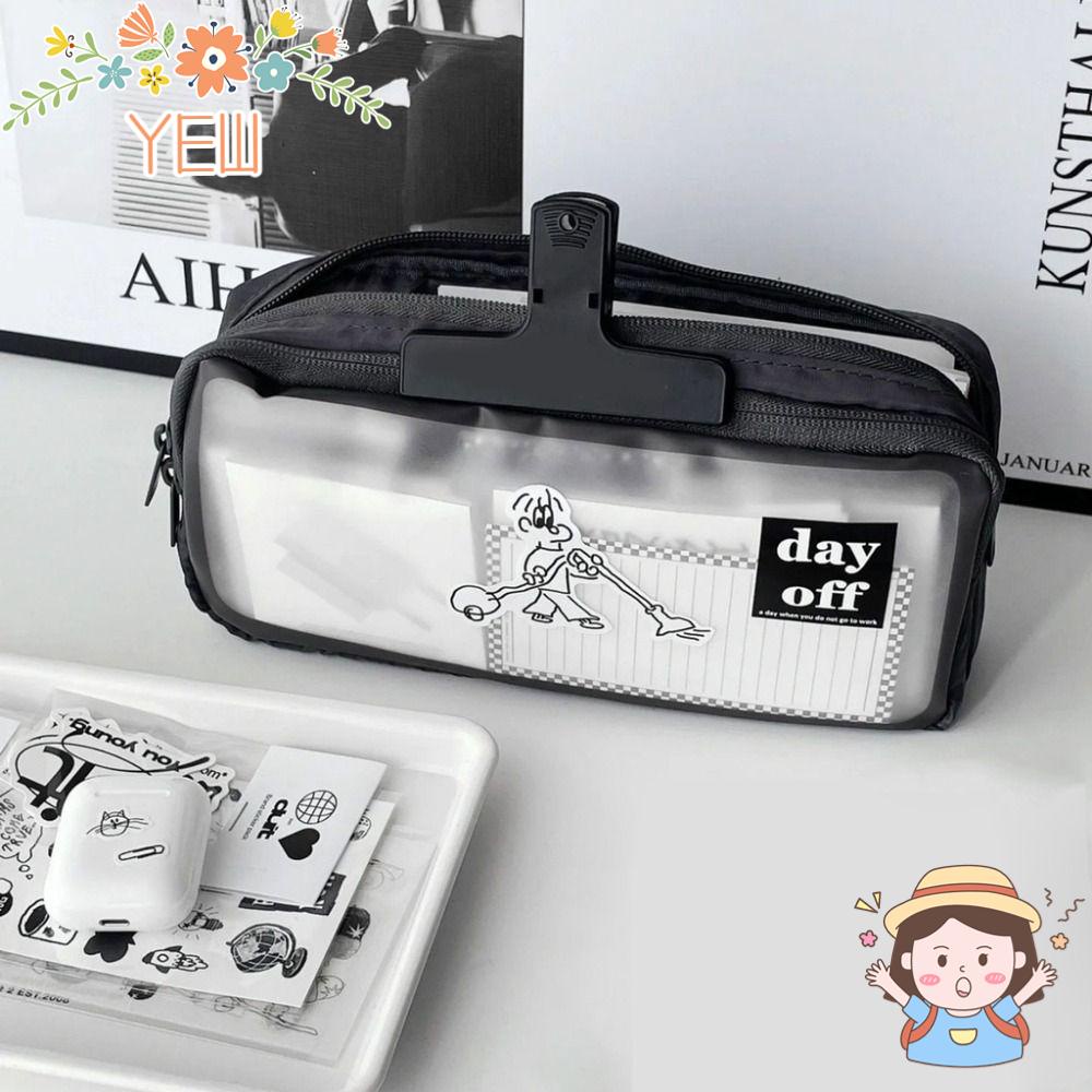 Túi Đựng Bút Màu Đen Nhám Trong Suốt Sức Chứa Lớn Tiện Dụng