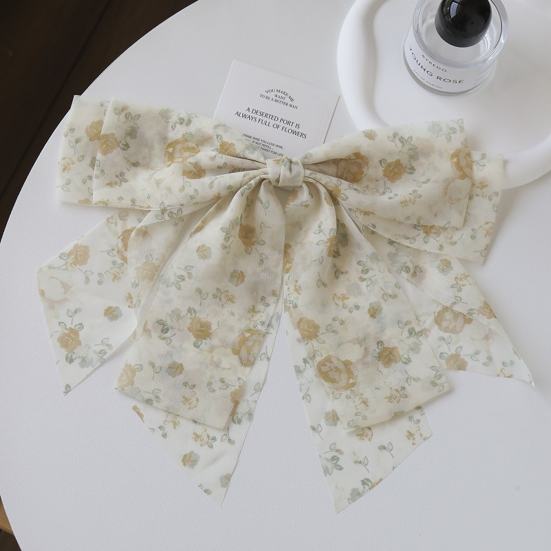 Kẹp Tóc Nơ Vải Tuyn Cỡ Lớn Phong Cách Hàn Quốc