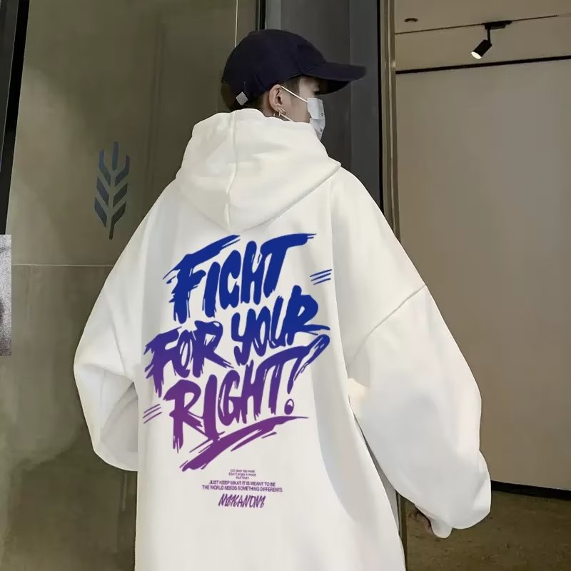 Áo hoodie Tay Dài Dáng Rộng In Chữ Tiếng Anh Đơn Giản Thời Trang Đường Phố Mỹ 2023 Cho Nam