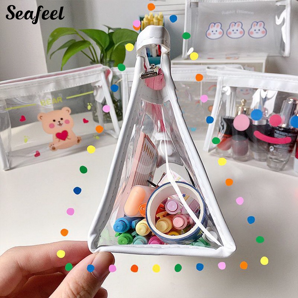 Túi Đựng Bút Trong Suốt Chống Bụi Sức Chứa Lớn In Họa Tiết Hoạt Hình Dễ Thương