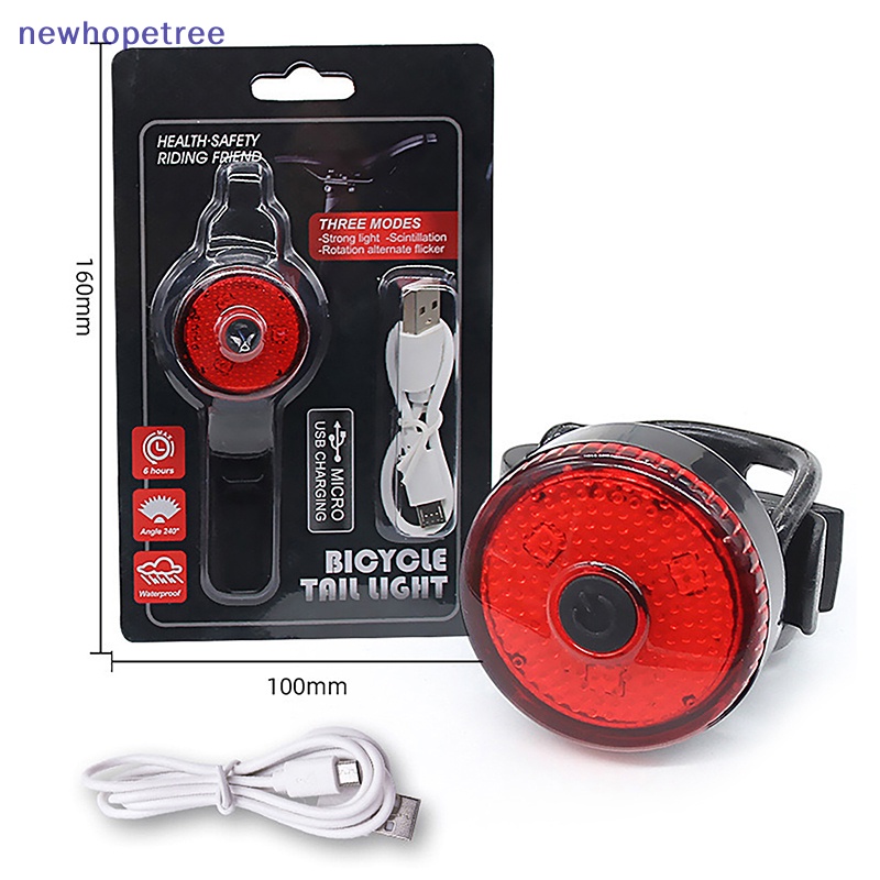 Đèn 3 LED Gắn Đuôi Xe Đạp Có Thể Sạc Lại Bằng Cổng USB Chống Thấm Nước