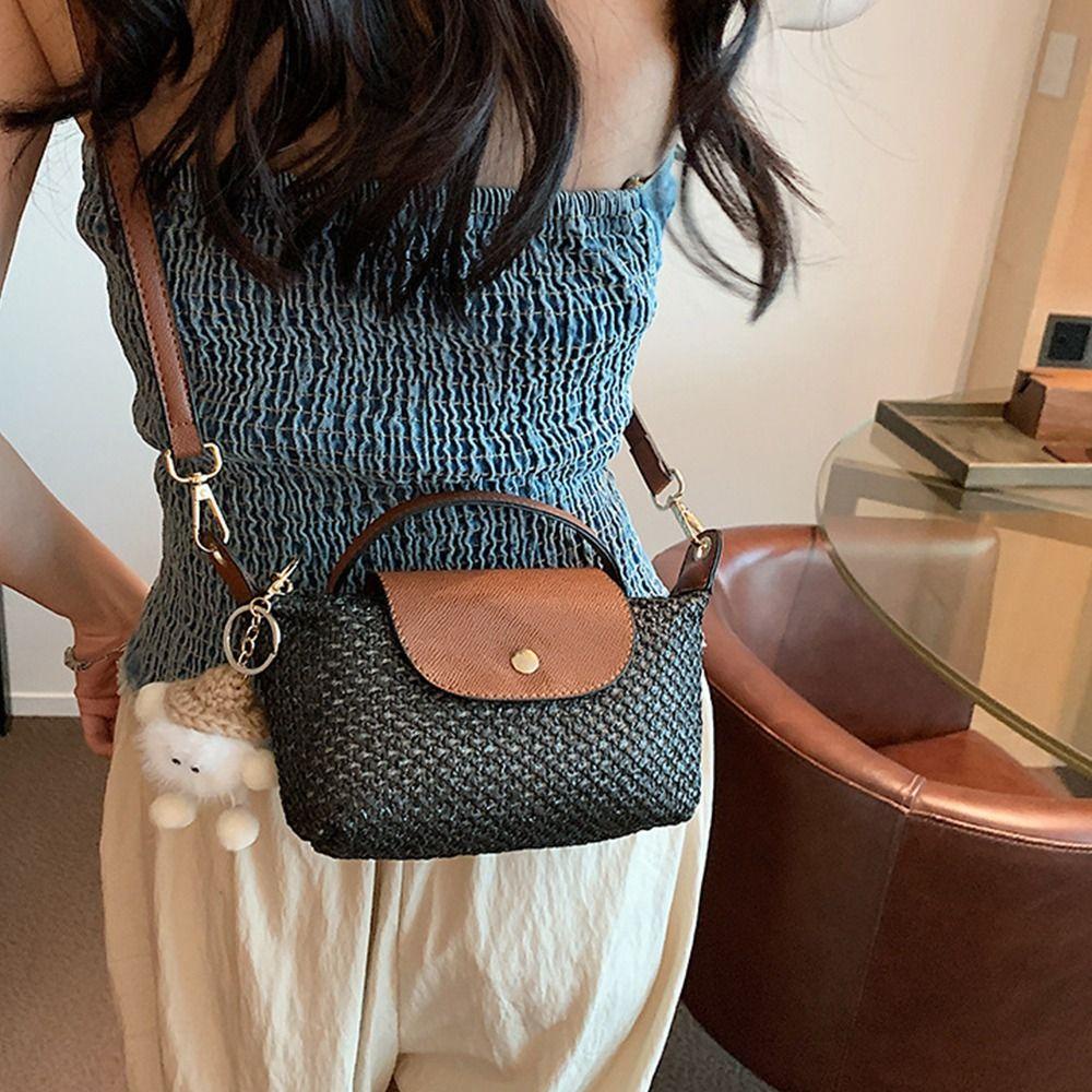 Túi bánh bao dệt shanrong, màu nylon rắn, thương hiệu thời trang pháp đơn giản với túi đeo vai nữ