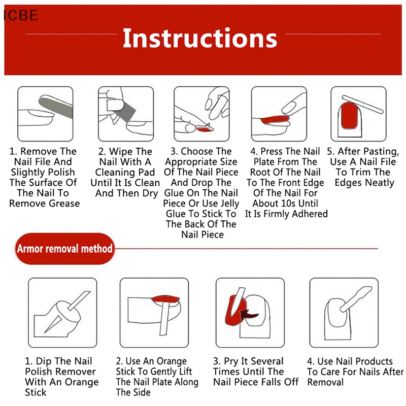 Bộ 24 Móng Tay Giả Dài Hình Thang Múa Ba Lê Đẹp Mắt DIY