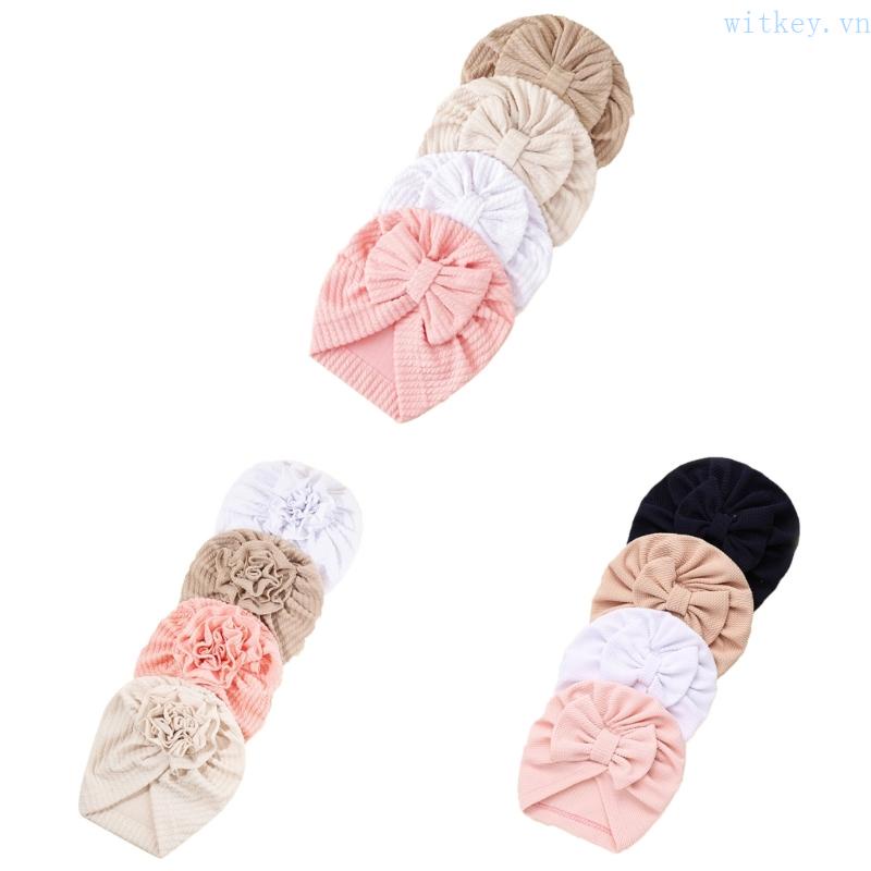 Set 4 Mũ Turban Thắt Nơ Phong Cách Thời Trang Thông Dụng Dành Cho Em Bé