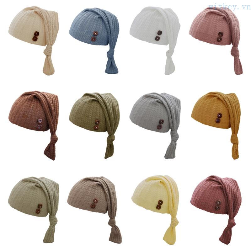 Mũ Đan Len Đuôi Dài Dùng Làm Đạo Cụ Chụp Ảnh Cho Bé Sơ Sinh