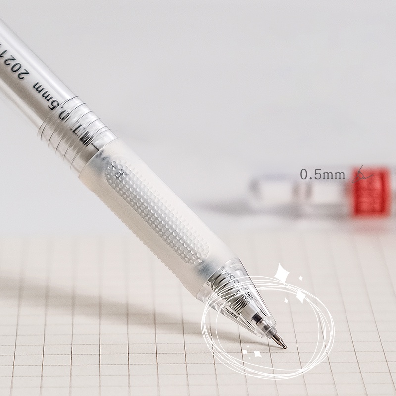 Bút Mực Gel Trong Suốt Nhanh Khô Ngòi 0.5mm Màu Đỏ / Xanh Dương