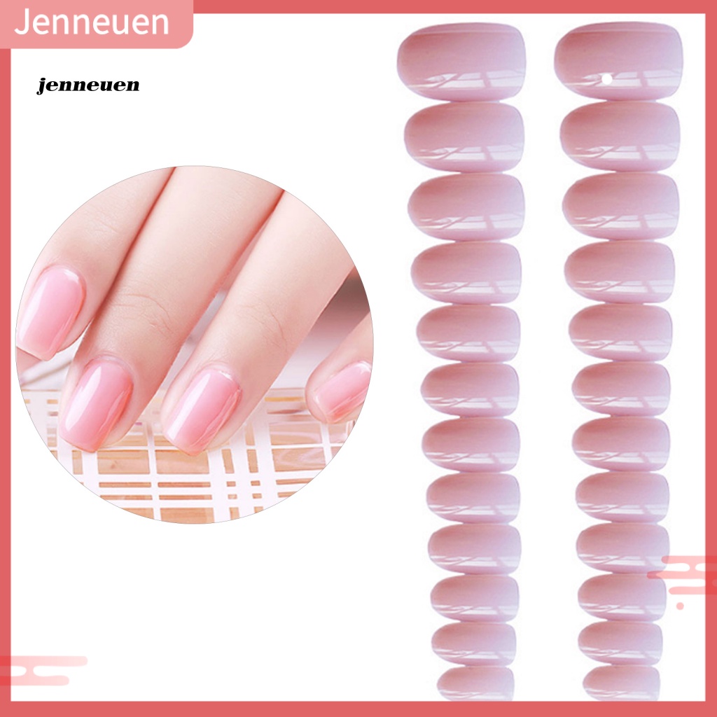 Bộ 24 Móng Tay Giả Màu Hồng Xinh Xắn Dùng Trang Trí DIY