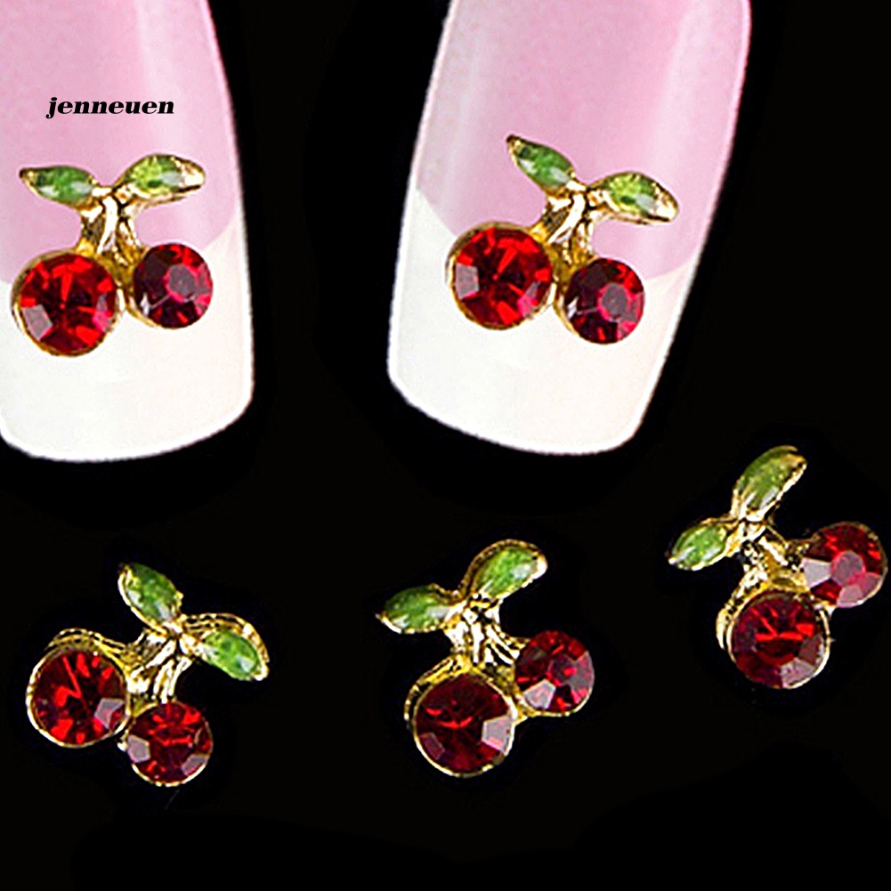 Set 10 Hạt Đá Đính Trang Trí Móng Hình Quả Cherry 3D Lấp Lánh