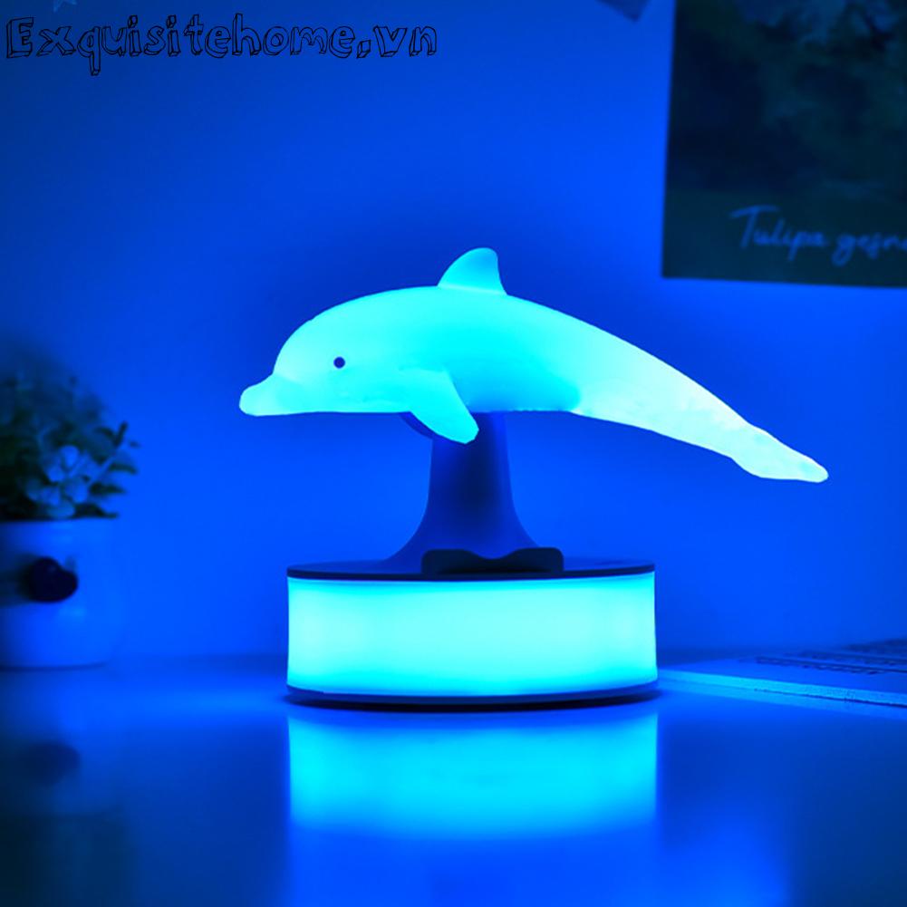 Đèn Ngủ Hình Cá Heo 3D Không Dây Điều Khiển Cảm Ứng