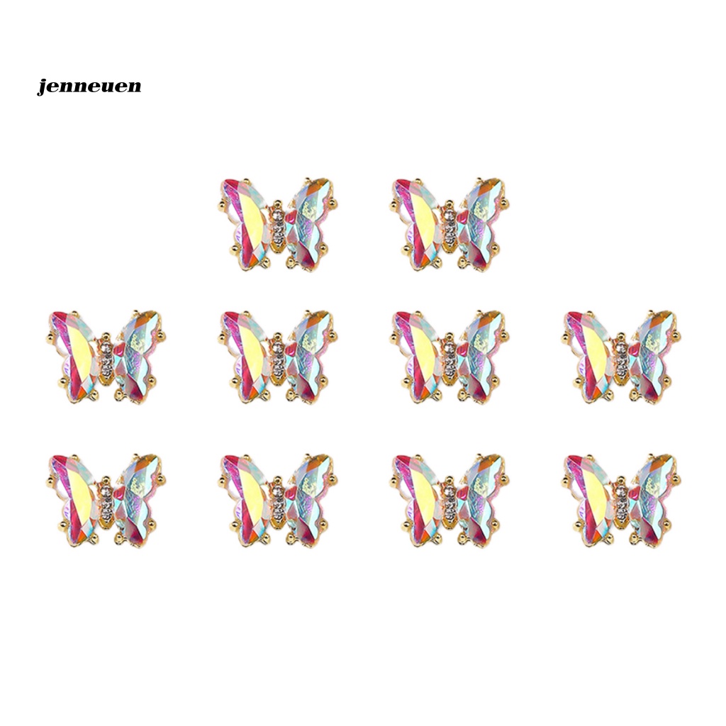 Set 10 Bươm Bướm Nhiều Màu Sắc Lấp Lánh Dùng Trang Trí Móng Tay