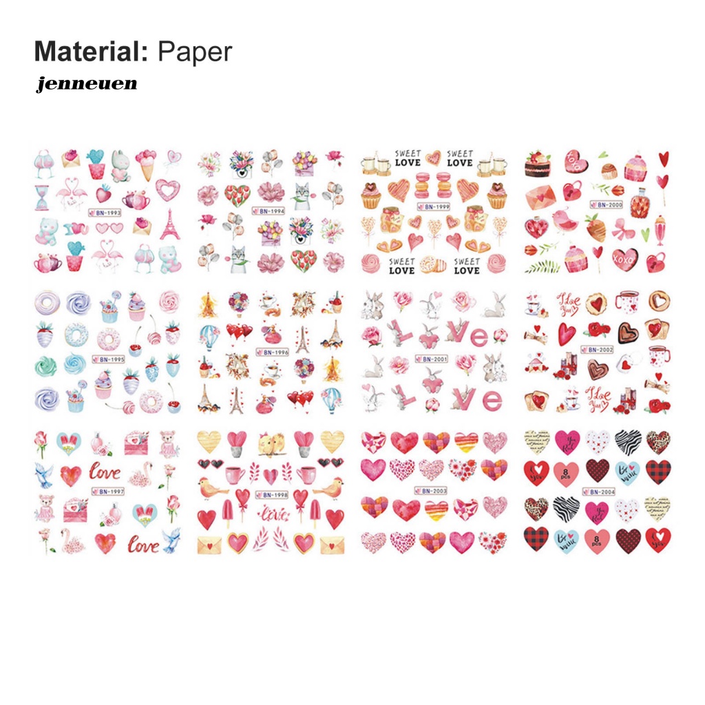 Giấy Dán Trang Trí Móng Tay Hình Trái Tim Lãng Mạn Không Phai Màu