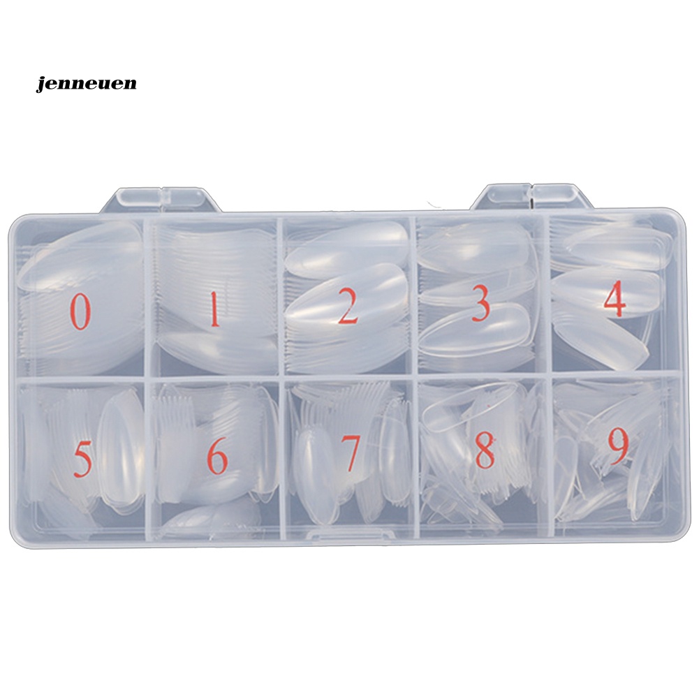 Bộ 500 Móng Tay Giả Đầu Tròn Bằng Acrylic Trong Suốt