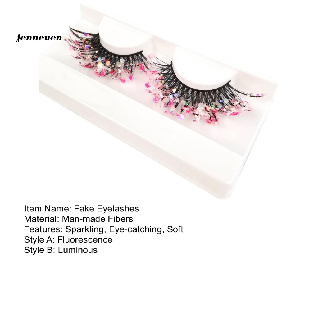1 Cặp Lông Mi Giả 2 Kiểu Đính Kim Sa 3D Phát Sáng Dành Cho Nữ